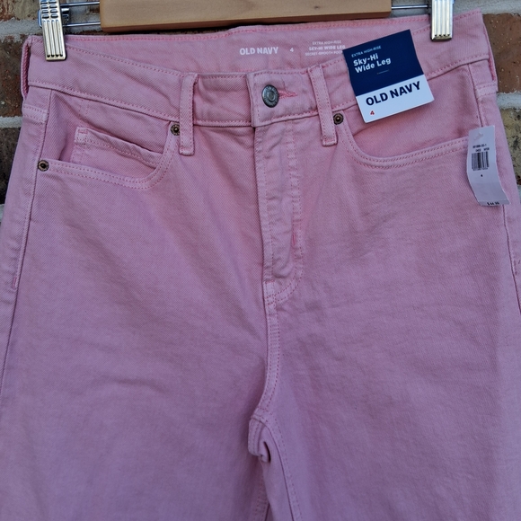 Old Navy Dad Jeans Extra High Rise Wide Leg Pink Sz. 4 Boho Denim Barbie NWT - Picture 4 of 12